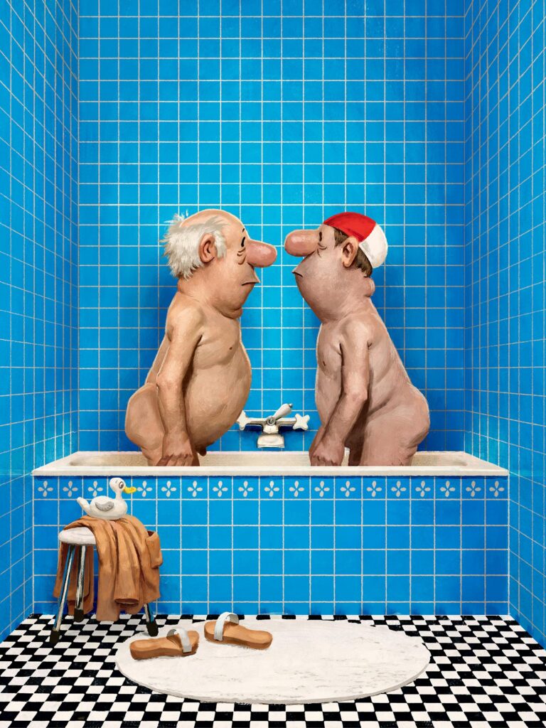 Loriot in der Badewanne mit einem anderen Mann